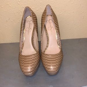 Jessica Simpson Platform Tan Animal Print Heels Sz 9